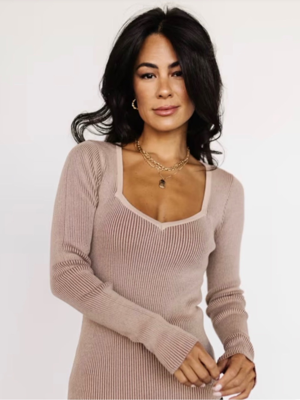 baltic born maria sweetheart ribbed top tan Sz M NWT
